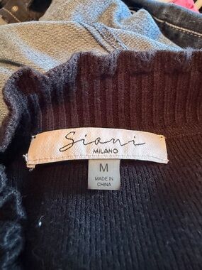 Sioni Black Ribbed Cowl/Turtleneck Sweater